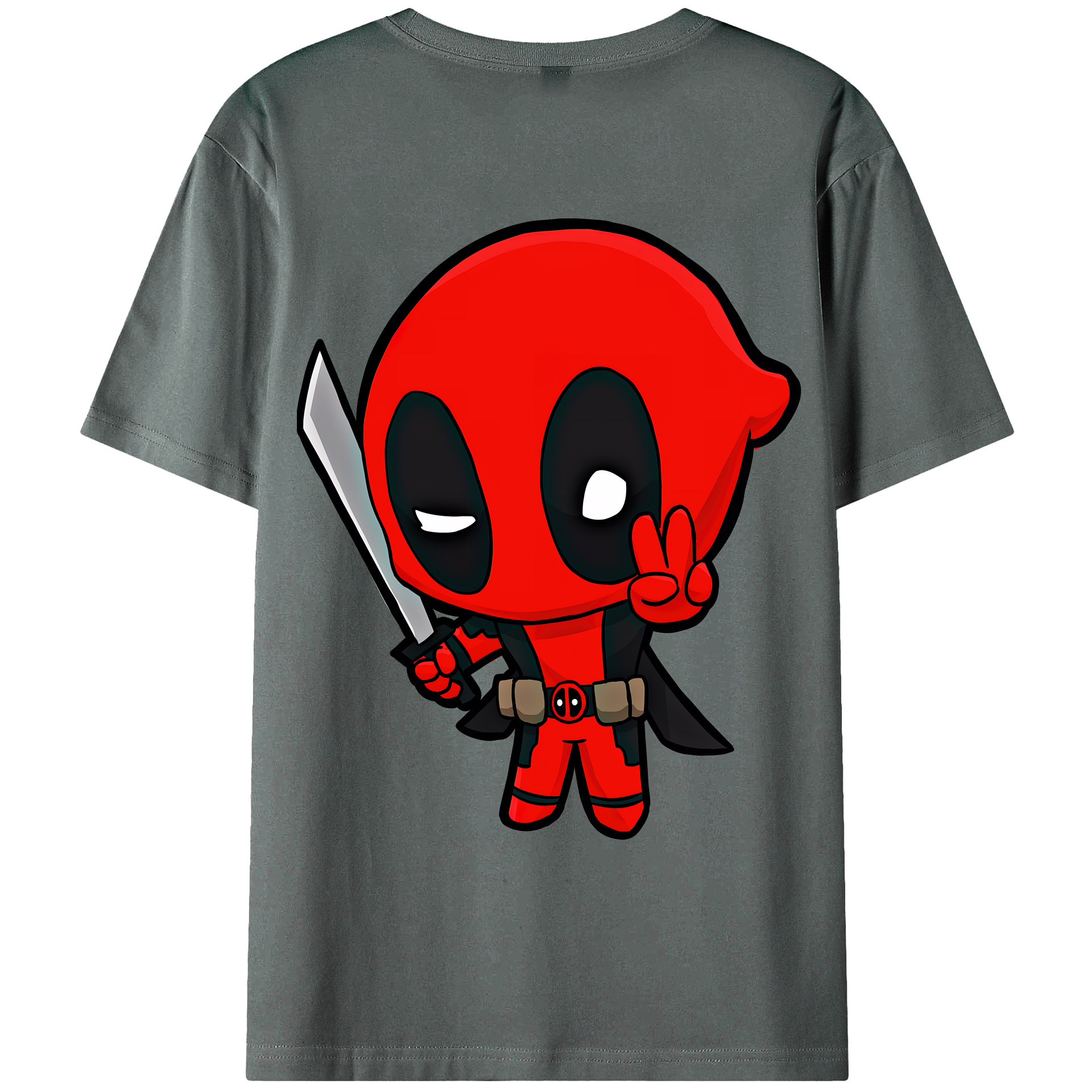 （画像用） Deadpool デッドプール 綿100％ メンズ半袖Tシャツ（バックプリント） 通気性